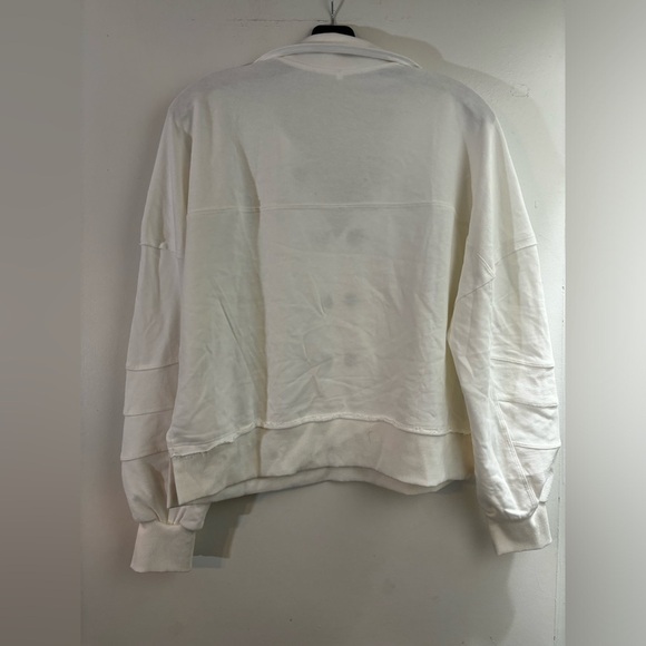 New Deep V Neck Popover Top Long Sleeve Crop Casual Pullover Metal Eyelet Front - Picture 8 of 11
